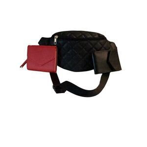 Wallets,Fanny Pack, Black and Red,Unisex